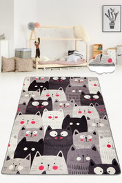 Conceptum Cats Gray Djt Alfombra de Pasillo Multicolor 100 x 300 cm